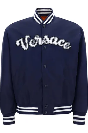 VERSACE Kurtki, Mężczyzna, Niebieski, M, Nylon, Niebieska Kurtka Bomberka