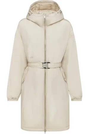 add Płaszcze, Kobieta, Beżowy, L, Nylon, Gładka ocieplana parka z paskiem