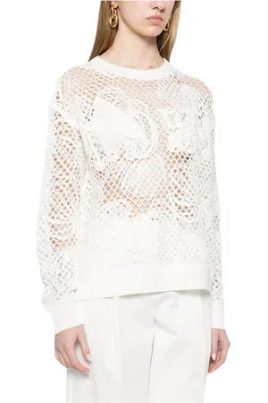 Max Mara Swetry, Kobieta, Szary, S, Szara Sweter z Dekoltem Crewneck i Wzorem