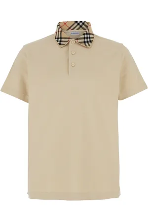 Burberry Koszulki, Mężczyzna, Beżowy, M, Bawełna, Polo z Kołnierzykiem w Stylu Vintage Check