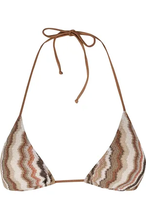 MC2 SAINT BARTH Stroje kąpielowe, Kobieta, brązowy, XS, Bikini Trójkątne w Pasy Chevron