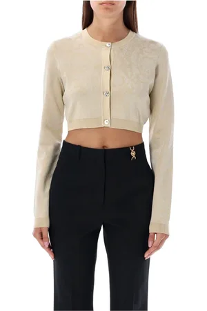 VERSACE Swetry, Kobieta, Beżowy, S, Barokowy Sweter Light Sand Gold