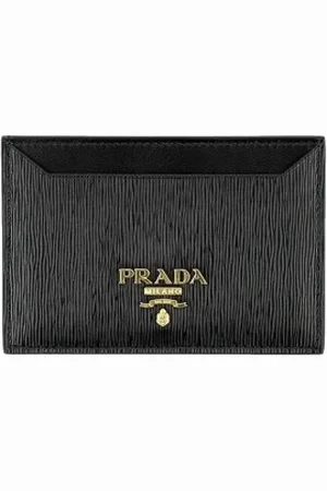 Prada Akcesoria, Kobieta, Czarny, ONE SIZE, Skórzany Portfel z Logo dla Kobiet