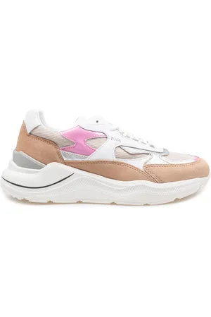 D.A.T.E. Buty, Kobieta, Beżowy, 36 EU, Zamsz, Sportowe Sneakersy w Kolorze Ivory/Różowy z Skóry i Materiału