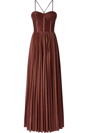 Pinko Sukienki, Kobieta, brązowy, M, Cynamonowa Plisowana Sukienka Bustier