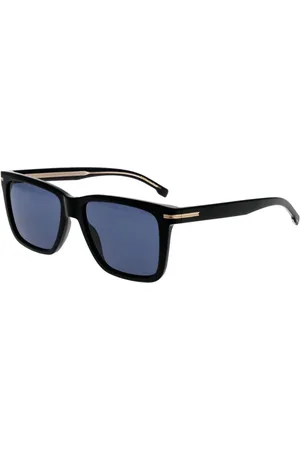 HUGO BOSS Akcesoria, Mężczyzna, Czarny, ONE SIZE, Czarne Okulary Przeciwsłoneczne Mężczyźni Niebieski Styl Prostokątny