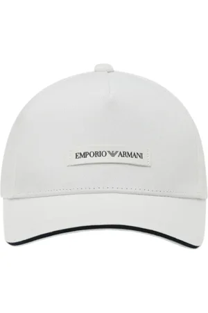 Emporio Armani Akcesoria, Mężczyzna, Biały, ONE SIZE, Biała czapka baseballowa z skórzanym naszywką