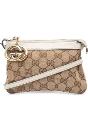 Gucci Pre-owned, Kobieta, Beżowy, ONE SIZE, Skóra, Pre-owned Canvas crossbody-bags