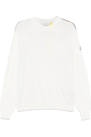 Moncler Bluzy, Mężczyzna, Biały, S, Biała Bluza z Logo na Szyi