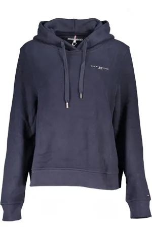 Tommy Hilfiger Bluzy, Kobieta, Niebieski, L, Bawełniana bluza z kapturem i nadrukiem