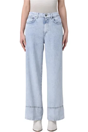 Dondup Jeansy, Kobieta, Niebieski, W30, Stylowe Gnawed Wide Leg Jeansy