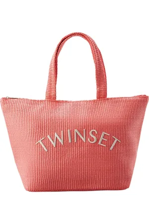 Twin-Set Torebki, Kobieta, Różowy, ONE SIZE, Len, Fuchsia Torba Shopper z Logo