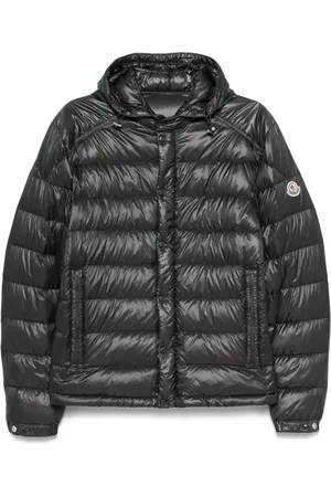 Moncler Kurtki, Mężczyzna, Szary, M, Nylon, Szara Pikowana Kurtka z Regulowanym Kapturem