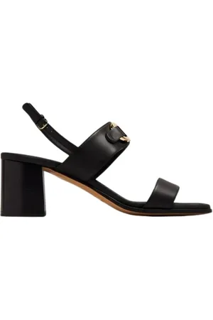 Salvatore Ferragamo Buty, Kobieta, Czarny, 38 1/2 EU, Czarne Sandały na Szerokim Obcasie