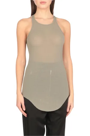 Rick Owens Swetry, Kobieta, Zielony, 2XS, Dzianinowy top z szerokimi ramiączkami