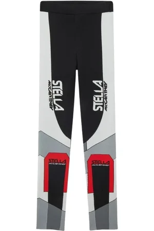 Stella McCartney Spodnie, Kobieta, Wielobarwność, 2XS, Czarna Legginsy z Wysokim Stanem