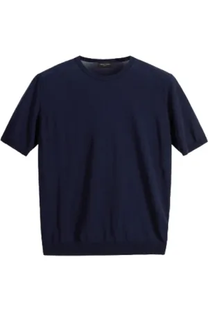 Roberto Collina Koszulki, Mężczyzna, Niebieski, XL, Niebieski Bawełniany T-shirt z okrągłym dekoltem