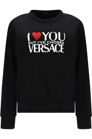 VERSACE Bluzy, Kobieta, Czarny, 2XS, Czarny Bawełniany Sweter z Logo