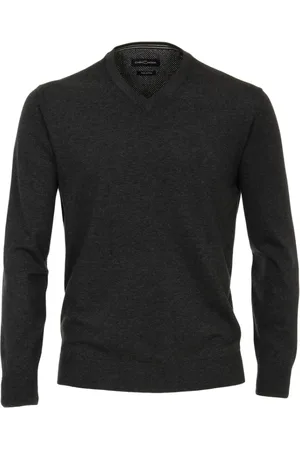 Casa Moda Swetry, Mężczyzna, Szary, S, V-Neck Pullover Bluzy z kapturem dla Mężczyzn