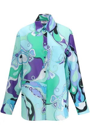 Emilio Pucci Bluzki, Kobieta, Wielobarwność, S, Bluzka z jedwabnym nadrukiem orchidei