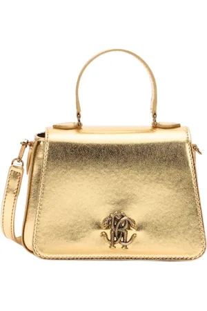 Roberto Cavalli Torebki, Kobieta, Żółty, ONE SIZE, Mini torba z wężowym monogramem i lustrem