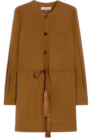 Max Mara Kombinezony, Kobieta, brązowy, XS, Brązowa Sukienka z Wełny z Wiązanym Pasem