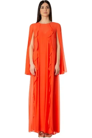 Max Mara Sukienki, Kobieta, Pomarańczowy, L, Elegancka jedwabna sukienka Georgette - Koral