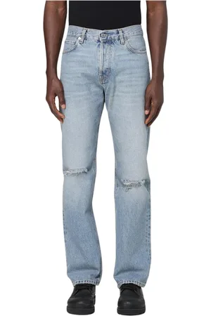 haikure Jeansy, Mężczyzna, Niebieski, W31, Denim, Slim Fit Distressed Denim Jeansy
