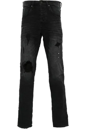 Purple Brand Jeansy, Mężczyzna, Czarny, W38, Czarne Dżinsy Skinny z Przetartymi Szczegółami