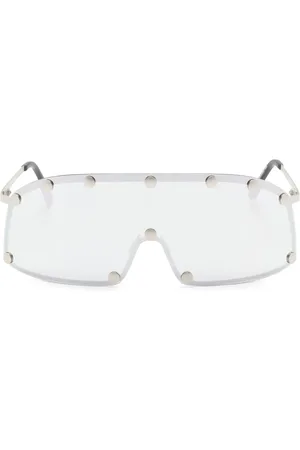 Rick Owens Akcesoria, Mężczyzna, Szary, ONE SIZE, Nylon, Srebrne Okulary Ochronne Czarna Soczewka