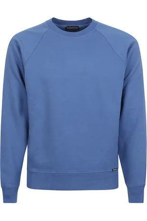 Tom Ford Bluzy, Mężczyzna, Niebieski, M, Denim, Denim Bluza Crew Neck
