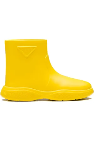 Prada Buty, Kobieta, Żółty, 36 EU, Żółte Botki z Relief Logo