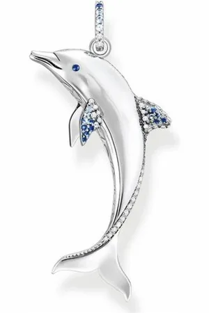Thomas Sabo Akcesoria, unisex, Szary, ONE SIZE, Wisiorek Delfin z niebieskimi kamieniami srebrny, niebieski Pe 932-644-1