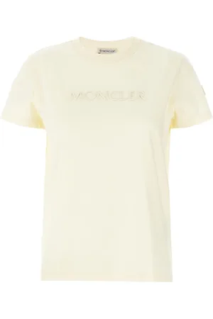 Moncler Koszulki, Kobieta, Biały, L, Białe T-shirty i Pola z Logo