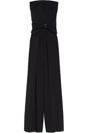 Max Mara Kombinezony, Kobieta, Czarny, XS, Czarna Sukienka z Marszczeniami w Talii
