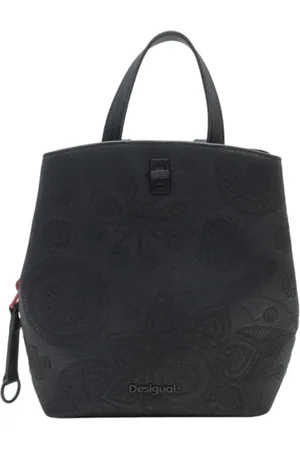 Desigual Torebki, Kobieta, Czarny, ONE SIZE, Plecak z haftem kwiatowym i wieloma przegródkami