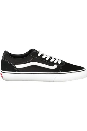 Vans Buty, Mężczyzna, Czarny, 40 EU, Męskie Czarne Buty Sportowe z Kontrastowymi Szczegółami