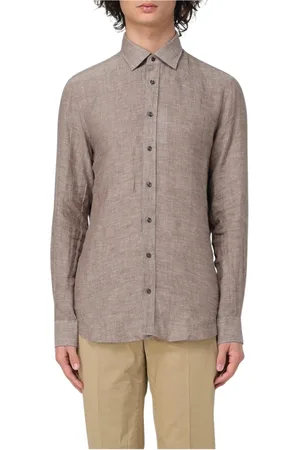 Michael Kors Koszule, Mężczyzna, brązowy, 2XL, Niebieska Koszula z Długim Rękawem