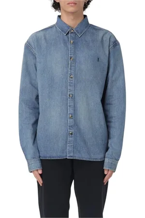 Saint Laurent Koszule, Mężczyzna, Niebieski, M, Denim, Denim Casual Koszula