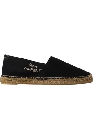 Saint Laurent Buty, Kobieta, Czarny, 36 EU, Czarne Haftowane Espadryle Styl Casual