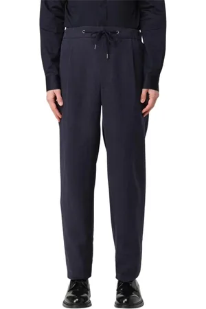 Giorgio Armani Spodnie, Mężczyzna, Niebieski, M, Niebieskie lniane spodnie casual