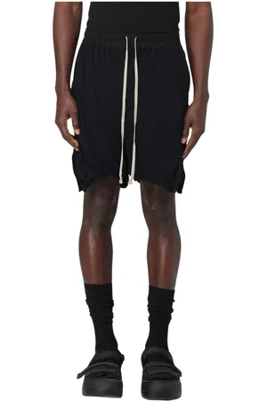 Rick Owens Szorty, Mężczyzna, Czarny, L, Białe Szorty z lnianym sznurkiem