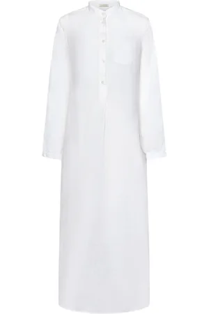 MASSIMO ALBA Sukienki, Kobieta, Biały, M, Biała lniana kaftan sukienka