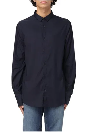 Armani Exchange Koszule, Mężczyzna, Niebieski, XS, Granatowa Koszula Bawełniana Stylowy Design