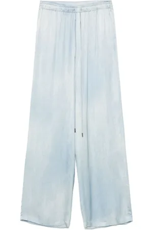 ERMANNO SCERVINO Spodnie, Kobieta, Niebieski, S, Jasnoniebieskie Spodnie Wide Leg