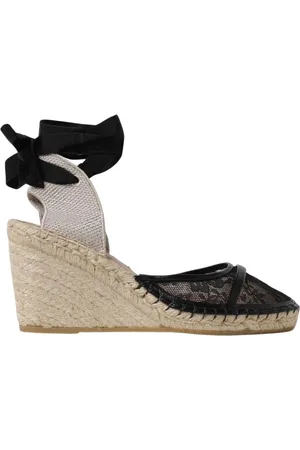 MALONE SOULIERS Buty, Kobieta, Czarny, 37 EU, Czarne Koronkowe Espadryle na Koturnie