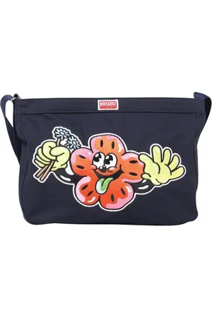 Kenzo Torebki, Kobieta, Niebieski, ONE SIZE, Niebieska Torba na Ramię z Grafiką z Kanwy
