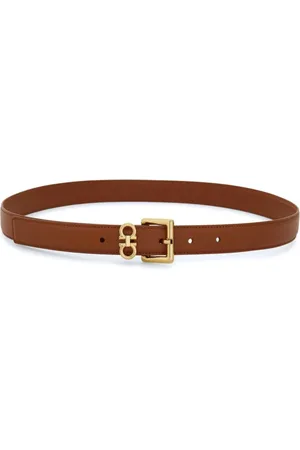 Salvatore Ferragamo Akcesoria, Kobieta, brązowy, 90 CM, Brązowe Skórzane Paski z Klamrą Gancini