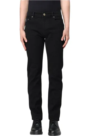 VERSACE Jeansy, Mężczyzna, Czarny, W32, Denim, Czarne Straight Leg Jeansyy dla Mężczyzn