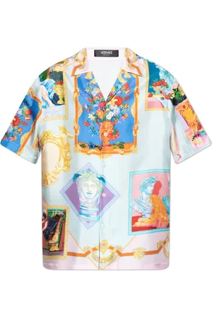 VERSACE Koszule, Mężczyzna, Wielobarwność, M, Jedwabna koszula